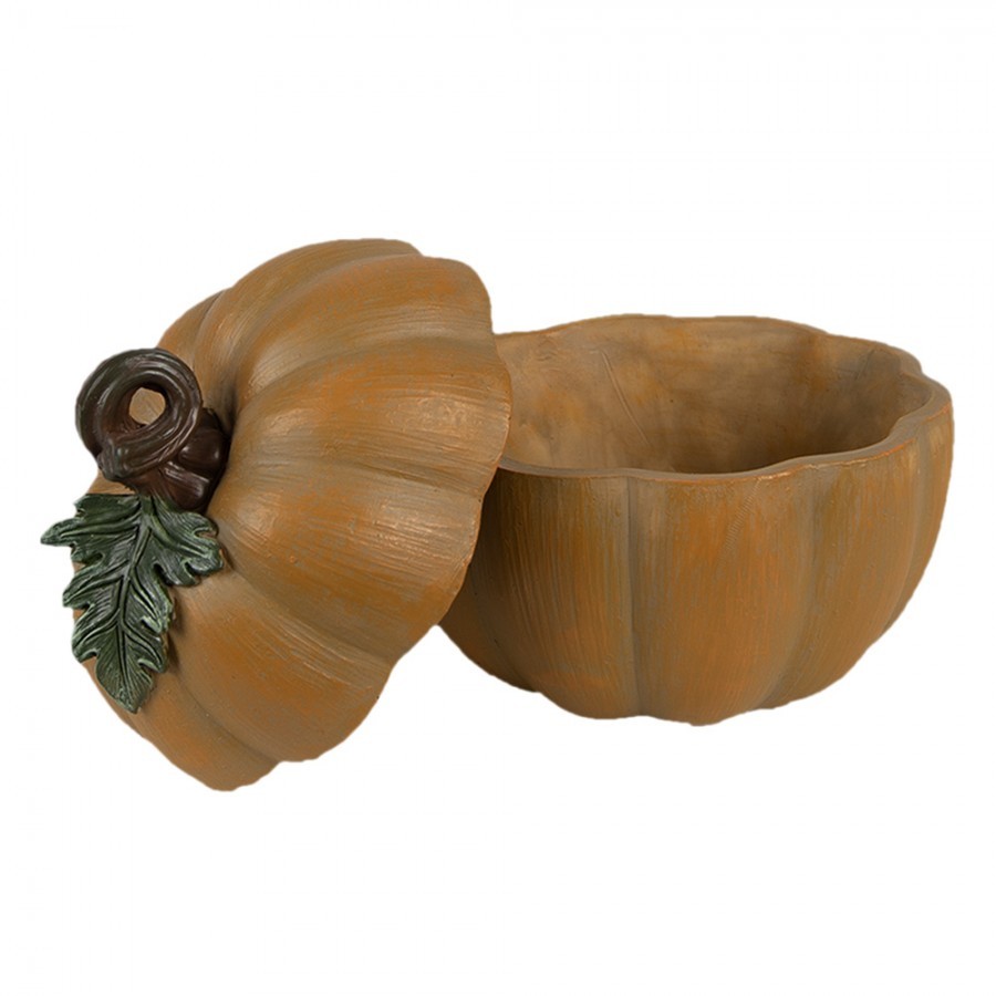 Oranžová dekorace dóza dýně Pumpkins - 10*8*10 cm Clayre & Eef Oranžová dekorace dóza dýně Pumpkins - 10*8*10 cm Clayre & Eef