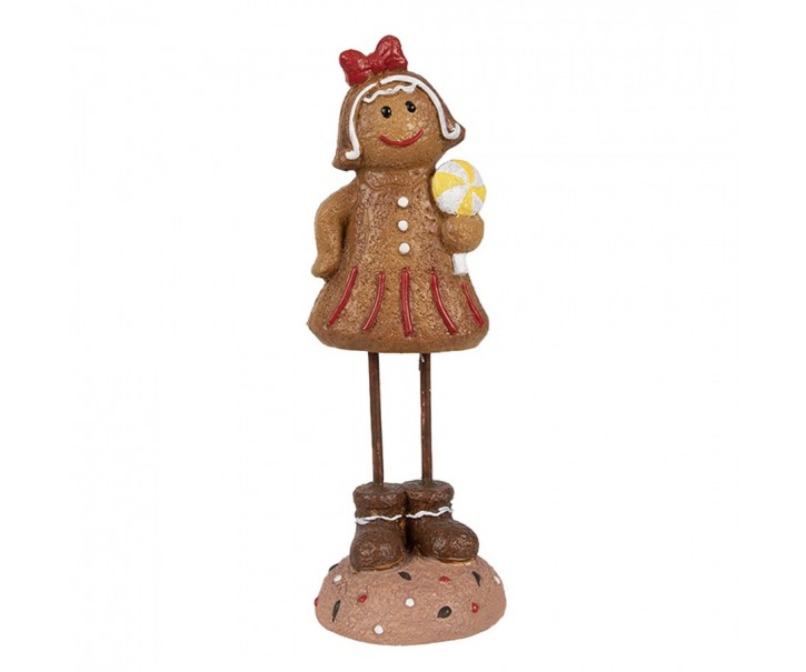 Vánoční dekorace Perníček Gingerbread dívka s lízátkem - 7*7*18 cm Clayre & Eef