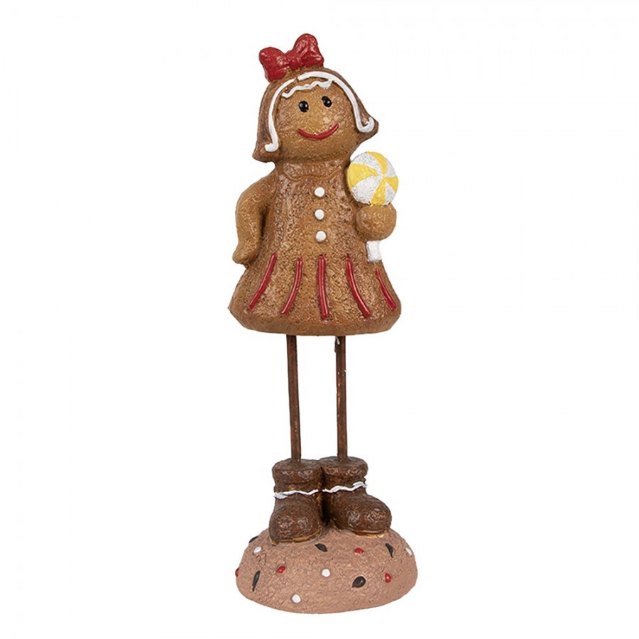 Vánoční dekorace Perníček Gingerbread dívka s lízátkem - 7*7*18 cm
