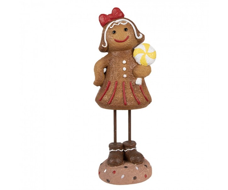Vánoční dekorace Perníček Gingerbread dívka s lízátkem - 10*8*23 cm Clayre & Eef