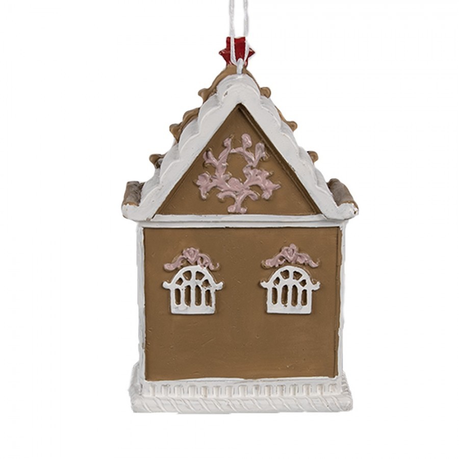 Růžová závěsná vánoční ozdoba perníková chaloupka Gingerbread - 6*4*9 cm Clayre & Eef Růžová závěsná vánoční ozdoba perníková chaloupka Gingerbread - 6*4*9 cm Clayre & Eef