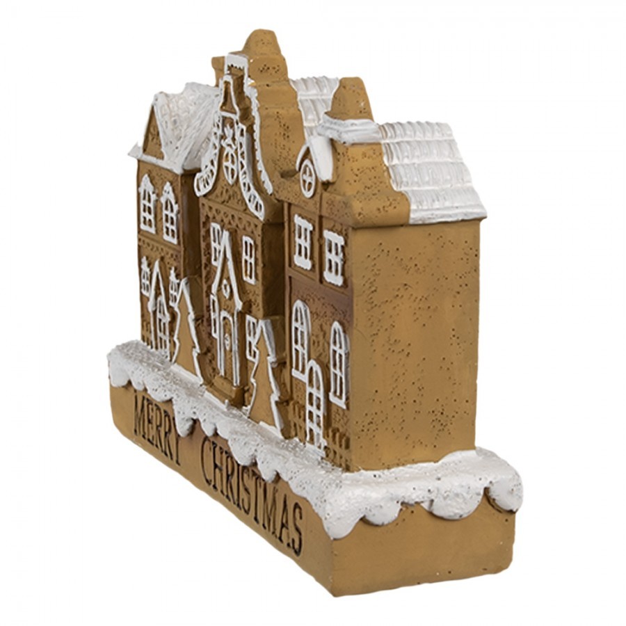 Hnědá dekorace perníkových domků v řadě Merry Christmas - 13*4*10 cm Clayre & Eef Hnědá dekorace perníkových domků v řadě Merry Christmas - 13*4*10 cm Clayre & Eef