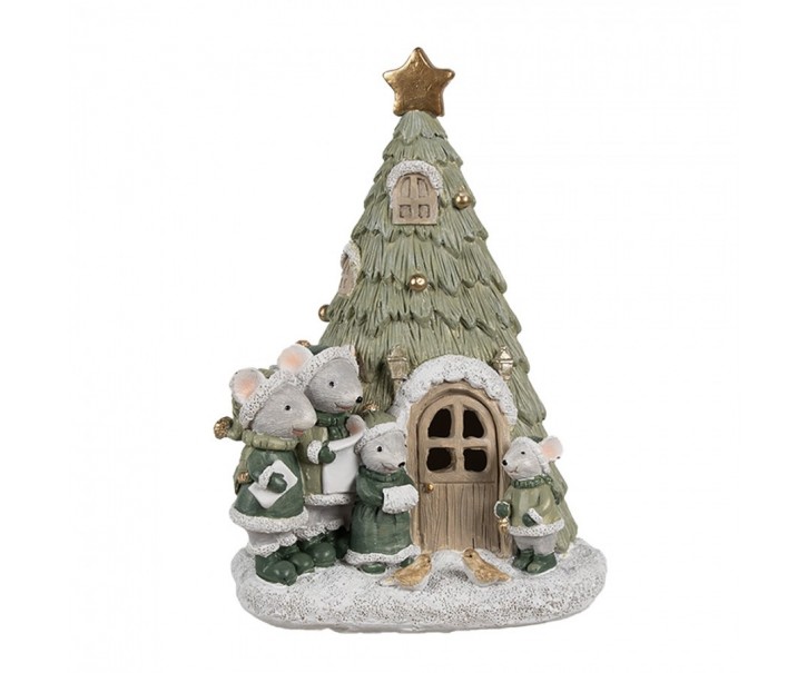 Vánoční dekorace svítící stromek s myškami - 12*11*17 cm Clayre & Eef
