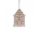 Růžová závěsná vánoční ozdoba perníková chaloupka Gingerbread - 6*4*9 cm Clayre & Eef