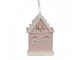 Růžová závěsná vánoční ozdoba perníková chaloupka Gingerbread - 6*4*9 cm Clayre & Eef