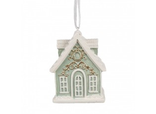 Zelená závěsná vánoční ozdoba perníková chaloupka Gingerbread - 6*4*8 cm