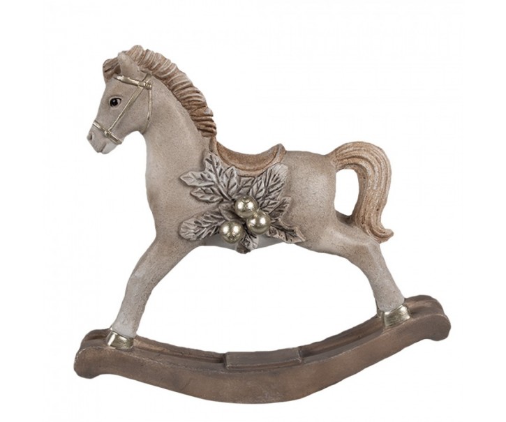 Dekorace béžový houpací koník - 17*5*16 cm Clayre & Eef