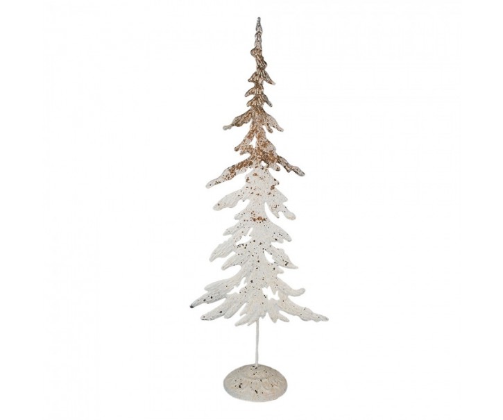 Bílo-hnědý antik kovový vánoční stromek - 16*11*45 cm Clayre & Eef