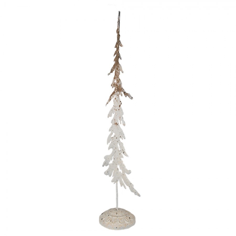 Bílo-hnědý antik kovový vánoční stromek - 16*11*45 cm Clayre & Eef Bílo-hnědý antik kovový vánoční stromek - 16*11*45 cm Clayre & Eef