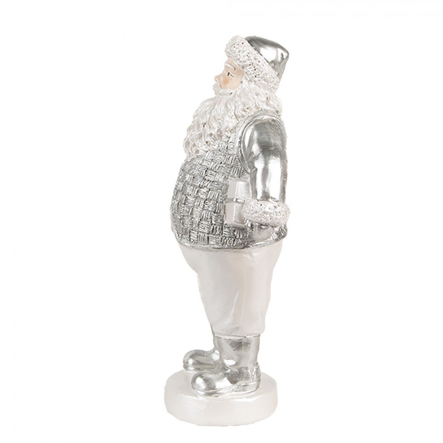 Bílo-stříbrná dekorace figurka Santa Claus - 8*6*16 cm Clayre & Eef Bílo-stříbrná dekorace figurka Santa Claus - 8*6*16 cm Clayre & Eef
