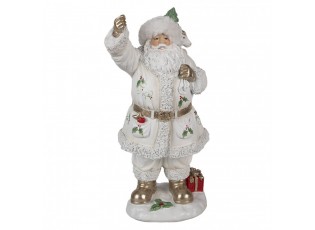 Bílá dekorace figurka Santa Claus s pytlem dárků - 14*16*31 cm
