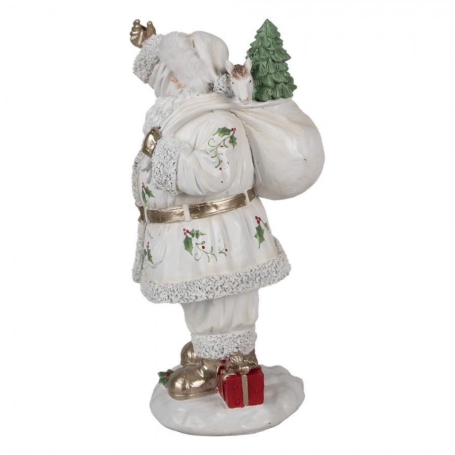 Bílá dekorace figurka Santa Claus s pytlem dárků - 14*16*31 cm Clayre & Eef Bílá dekorace figurka Santa Claus s pytlem dárků - 14*16*31 cm Clayre & Eef