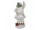 Bílá dekorace figurka Santa Claus s pytlem dárků - 14*16*31 cm Clayre & Eef