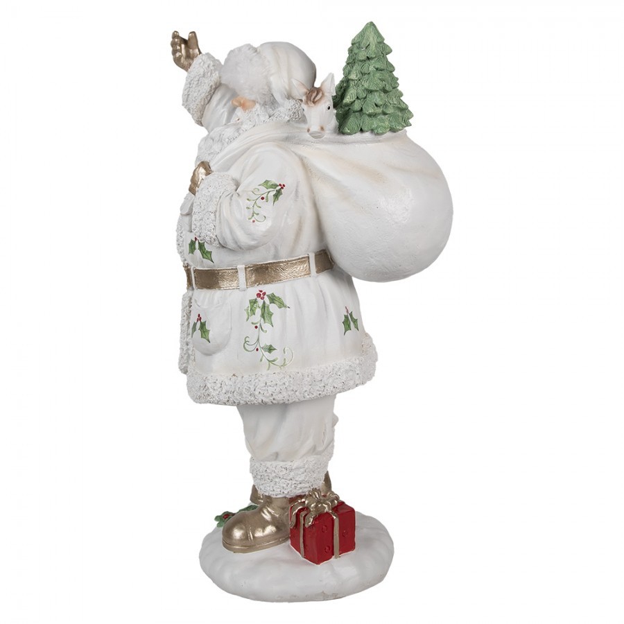 Bílá dekorace figurka Santa Claus s pytlem dárků - 21*23*43 cm Clayre & Eef Bílá dekorace figurka Santa Claus s pytlem dárků - 21*23*43 cm Clayre & Eef
