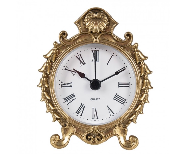 Zlaté kovové vintage stolní hodiny - 8*4*10 cm / 1*AAA Clayre & Eef