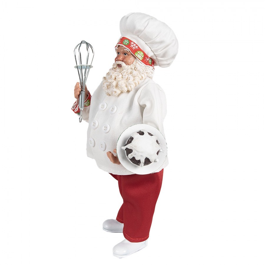 Vánoční dekorace Santa cukrář s metličkou a dortem - 17*11*27 cm Clayre & Eef Vánoční dekorace Santa cukrář s metličkou a dortem - 17*11*27 cm Clayre & Eef