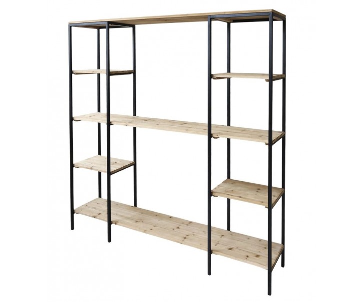 Černý kovový regál/ knihovna s policemi Vence - 180*35*183 cm Chic Antique
