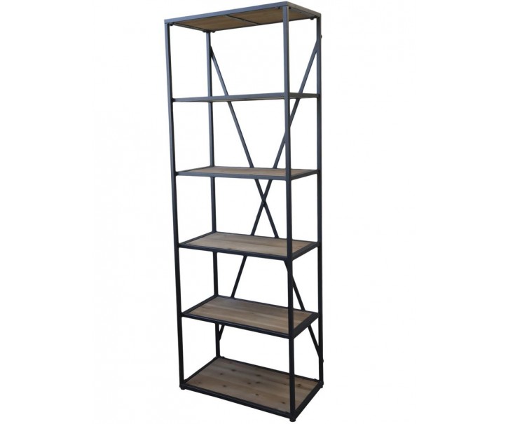 Černý kovový regál/ knihovna se 6ti policemi Falione - 70* 41*200 cm Chic Antique