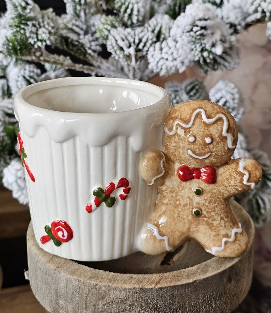 Bílý keramický hrneček Perníček Gingerbread - 15*10*10 cm / 350 ml Clayre & Eef Bílý keramický hrneček Perníček Gingerbread - 15*10*10 cm / 350 ml Clayre & Eef