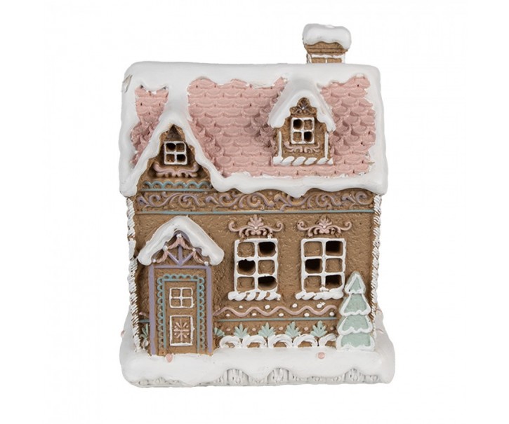 Hnědá svítící perníková chaloupka Gingerbread House - 13*10*16 cm / 3*AAA Clayre & Eef