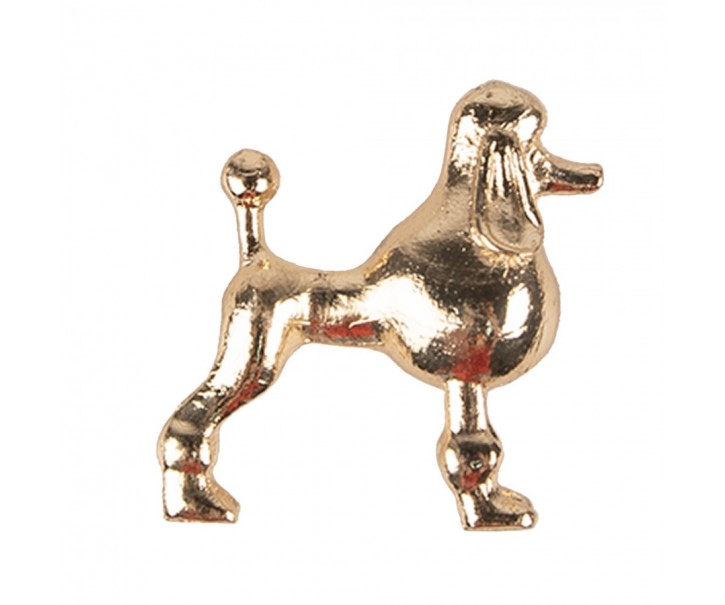 Zlatá kovová úchytka pudl Poodle - 5*4*5 cm / S3 cm Clayre & Eef