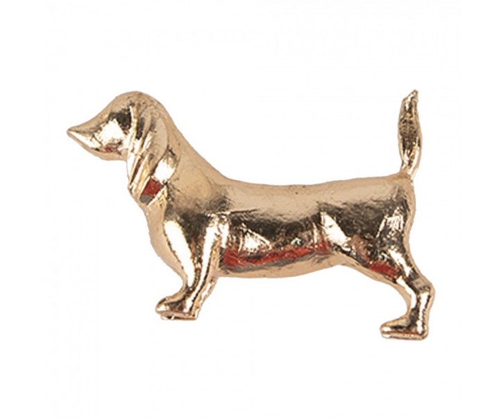 Zlatá kovová úchytka jezevčík Dachshund - 6*4*4 cm / S3 cm Clayre & Eef