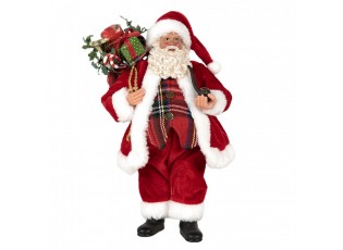 Červená vánoční dekorace taťka Santa Claus s dárky - 16*10*27 cm