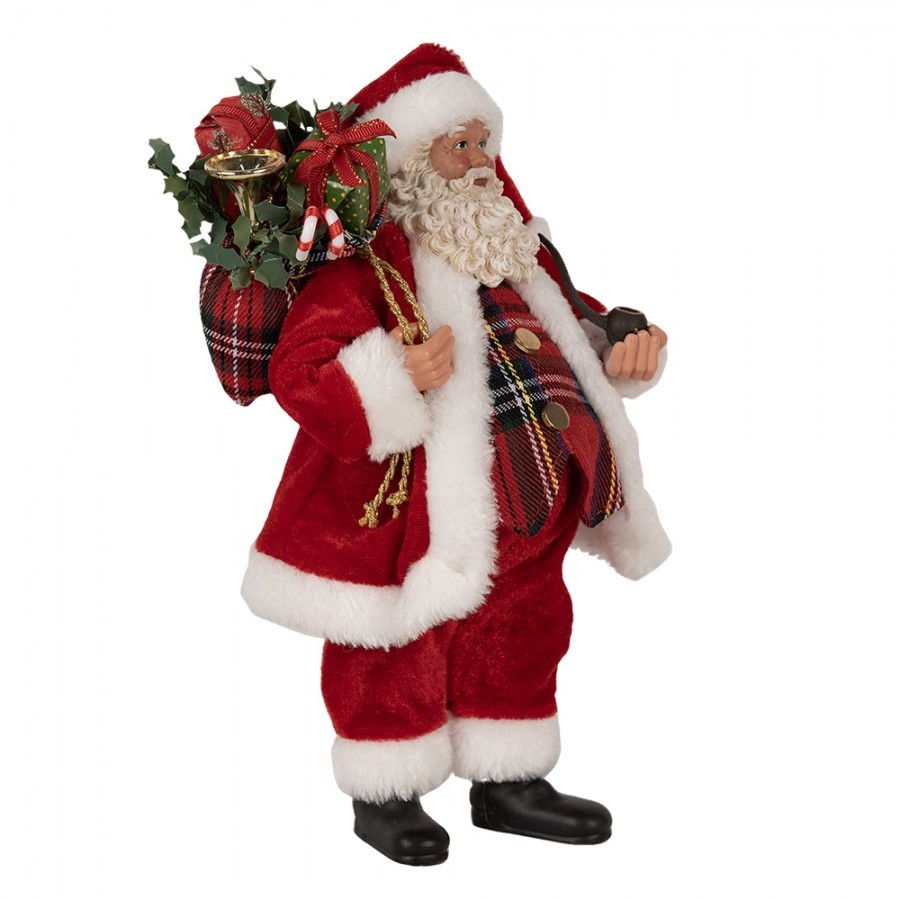 Červená vánoční dekorace taťka Santa Claus s dárky - 16*10*27 cm Clayre & Eef Červená vánoční dekorace taťka Santa Claus s dárky - 16*10*27 cm Clayre & Eef