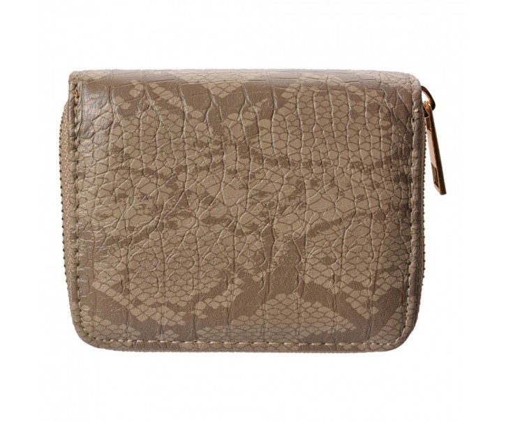 Hnědá menší peněženka se šupinkami - 11*9 cm Clayre & Eef