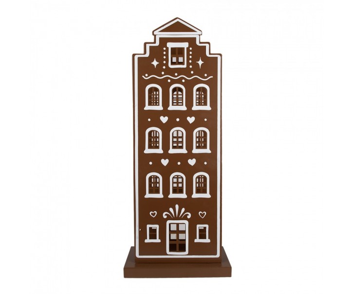 Hnědá kovová svítící perníková chaloupka Gingerbread House - 31*16*75 cm / 3*AA Clayre & Eef