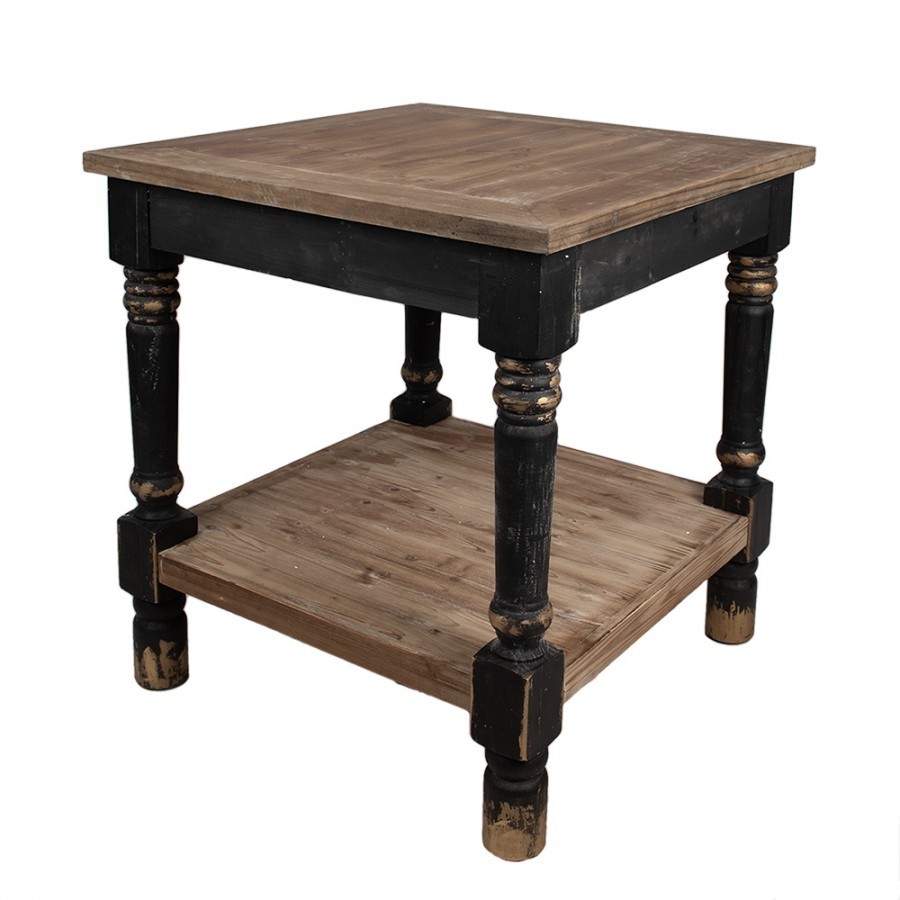 Hnědočerný dřevěný vintage coffee stolek Perego - 80*80*85 cm Clayre & Eef Hnědočerný dřevěný vintage coffee stolek Perego - 80*80*85 cm Clayre & Eef