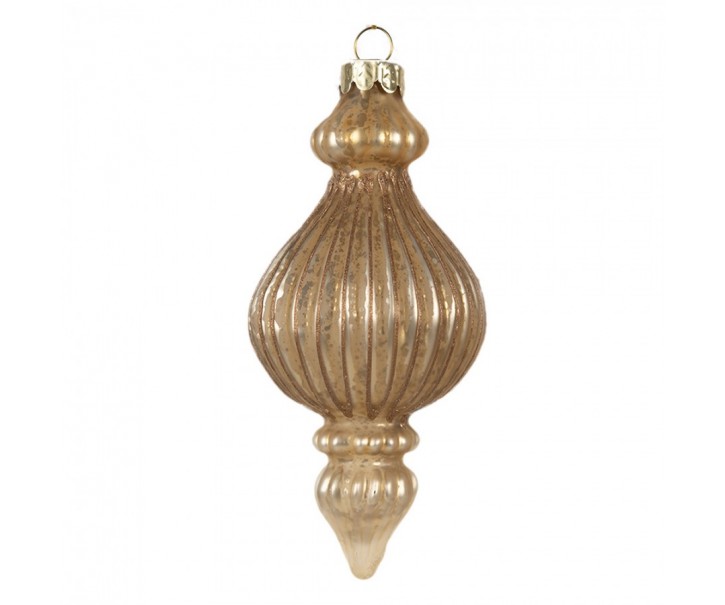 Zlatá skleněná vánoční ozdoba - Ø 7*14 cm Clayre & Eef