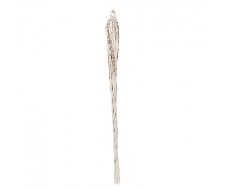 Transparentní skleněná vánoční ozdoba rampouch se třpytkami - 2*30 cm Clayre & Eef