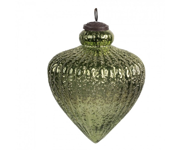 Zelená skleněná vánoční ozdoba M - Ø 10*13 cm Clayre & Eef