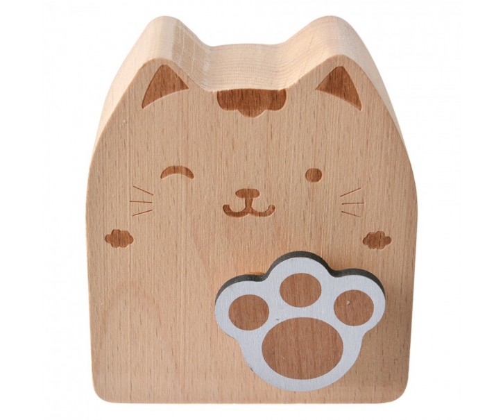 Dřevěná natahovací hrací skříňka kočička Kitty - 7*4*8 cm Clayre & Eef