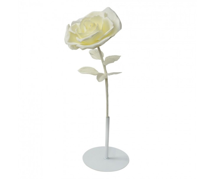 Veliká stojací dekorace bílá růže ve stojanu Rose XXL - 23*80 cm Clayre & Eef