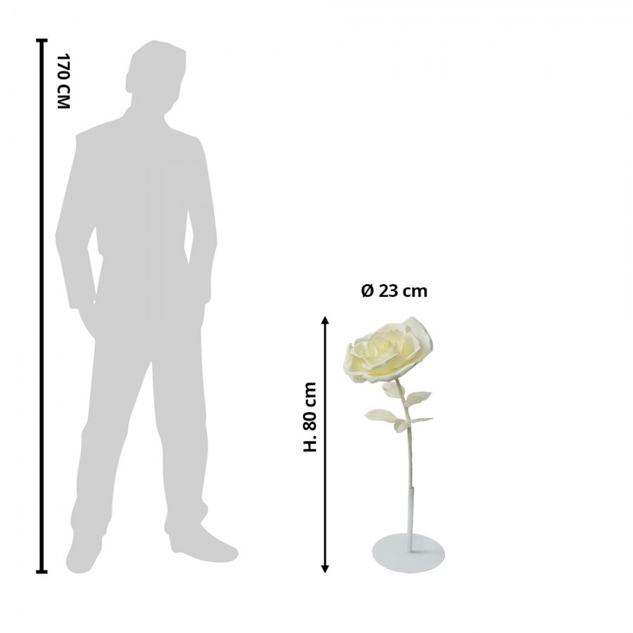 Veliká stojací dekorace bílá růže ve stojanu Rose XXL - 23*80 cm Clayre & Eef Veliká stojací dekorace bílá růže ve stojanu Rose XXL - 23*80 cm Clayre & Eef