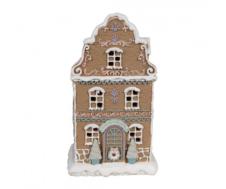 Hnědá svítící perníková chaloupka Gingerbread House - 12*9*20 cm / 3*AAA Clayre & Eef