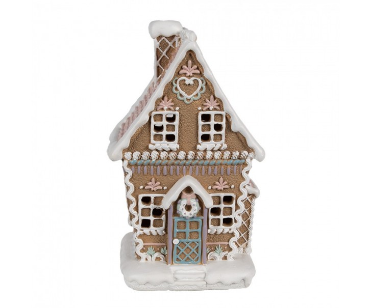 Hnědá svítící perníková chaloupka Gingerbread House - 13*10*21 cm / 3*AAA Clayre & Eef