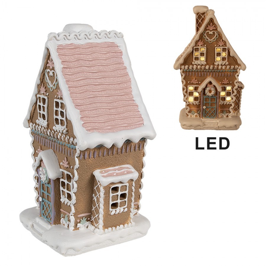 Hnědá svítící perníková chaloupka Gingerbread House - 13*10*21 cm / 3*AAA Clayre & Eef Hnědá svítící perníková chaloupka Gingerbread House - 13*10*21 cm / 3*AAA Clayre & Eef