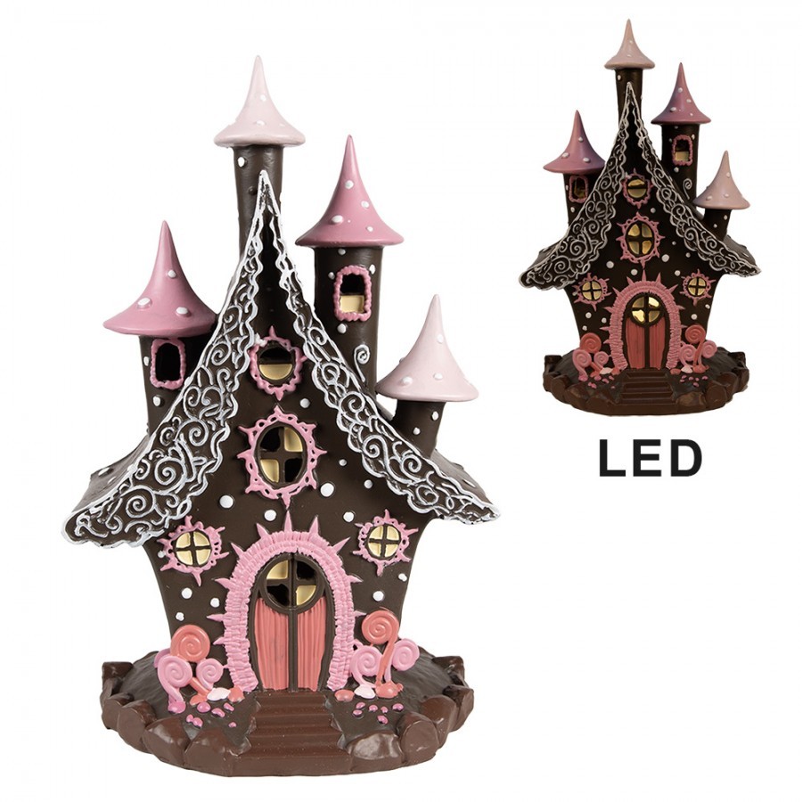 Hnědo-růžová svítící perníková chaloupka Gingerbread House - 16*13*26 cm / 3*AA Clayre & Eef Hnědo-růžová svítící perníková chaloupka Gingerbread House - 16*13*26 cm / 3*AA Clayre & Eef