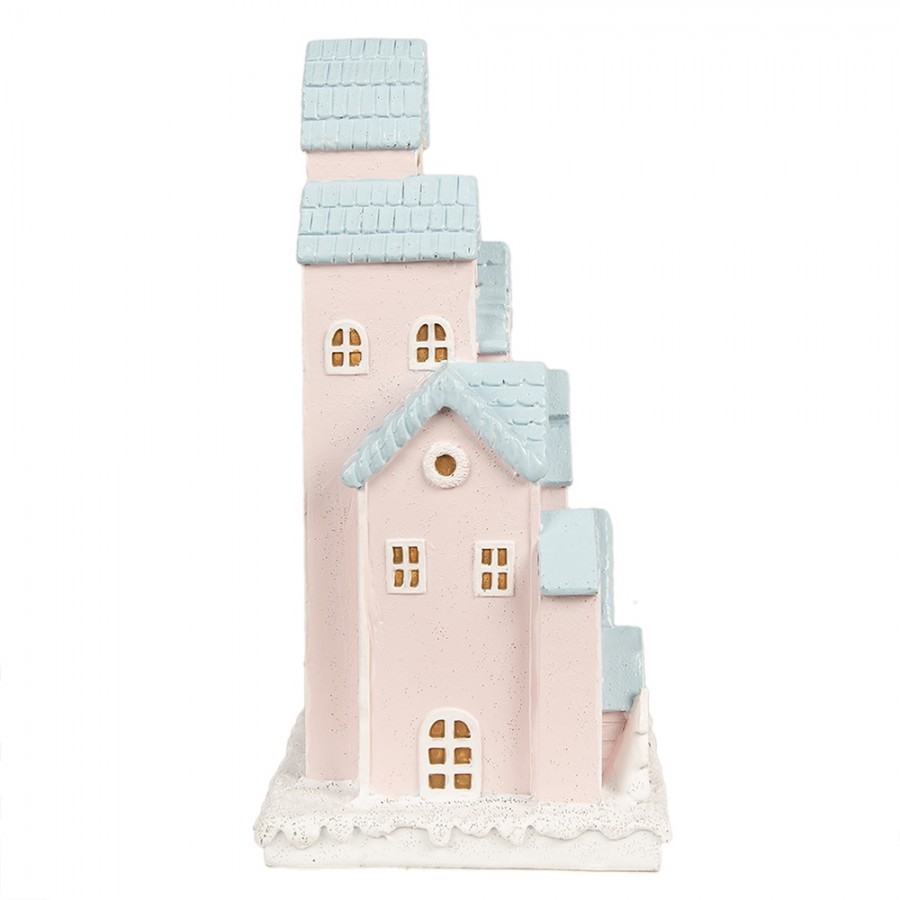 Růžovo-modrá svítící dekorace perníkové domky Gingerbread House - 13*13*26 cm Clayre & Eef Růžovo-modrá svítící dekorace perníkové domky Gingerbread House - 13*13*26 cm Clayre & Eef