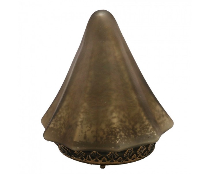 Hnědo-měděný skleněný dekorační svítící stromek LED Tree - Ø 14*16 cm Clayre & Eef