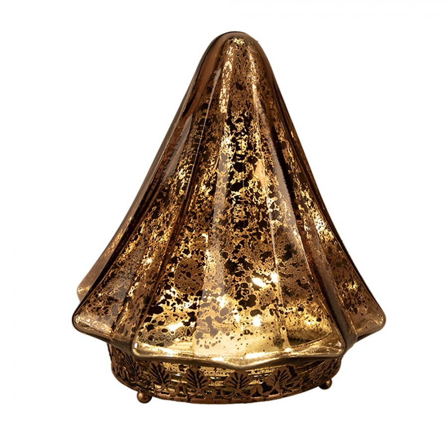Hnědo-měděný skleněný dekorační svítící stromek LED Tree - Ø 14*16 cm Clayre & Eef Hnědo-měděný skleněný dekorační svítící stromek LED Tree - Ø 14*16 cm Clayre & Eef