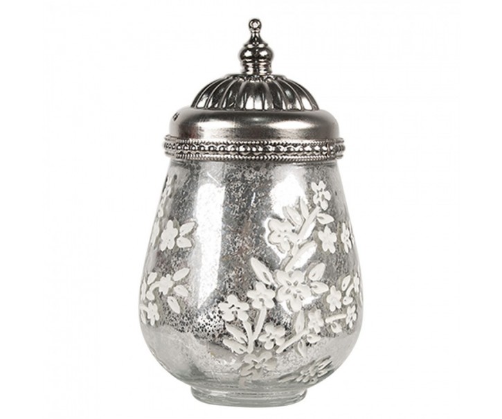 Stříbrná skleněná svítící LED lucerna Balli - Ø 9*15 cm Clayre & Eef