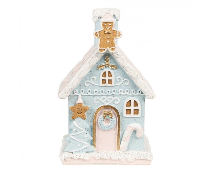 Modrá svítící perníková chaloupka Gingerbread House - 9*8*15 cm Clayre & Eef