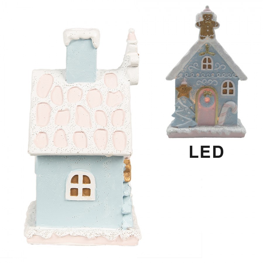Modrá svítící perníková chaloupka Gingerbread House - 9*8*15 cm Clayre & Eef Modrá svítící perníková chaloupka Gingerbread House - 9*8*15 cm Clayre & Eef