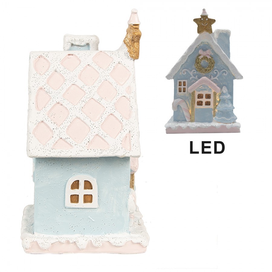 Modrá svítící perníková chaloupka Gingerbread House - 9*8*15 cm Clayre & Eef Modrá svítící perníková chaloupka Gingerbread House - 9*8*15 cm Clayre & Eef