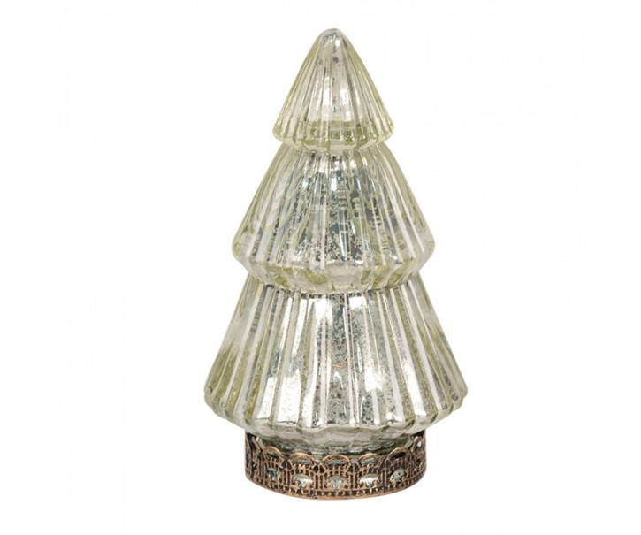 Zlatý skleněný dekorační svítící stromek LED Tree - Ø 8*14 cm Clayre & Eef