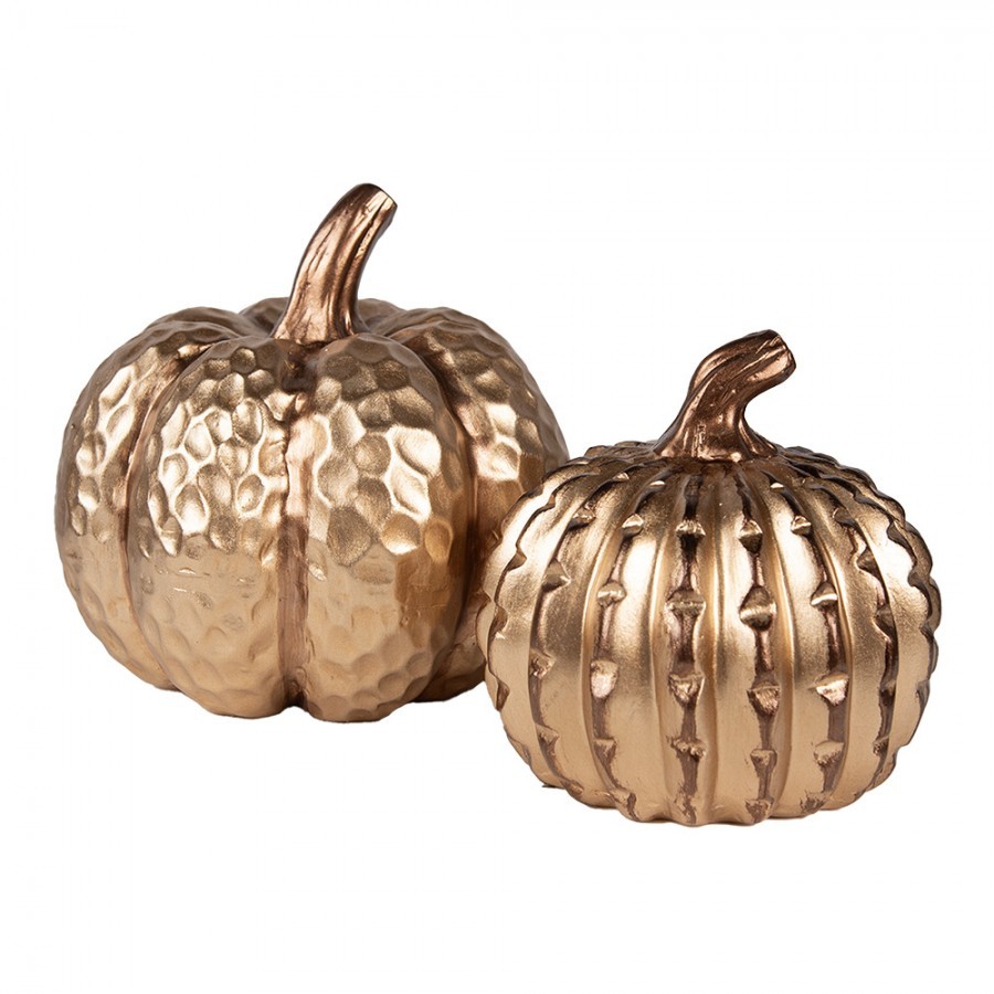Zlatá dekorační keramická dýně Pumpkin - Ø 14*14 cm Clayre & Eef Zlatá dekorační keramická dýně Pumpkin - Ø 14*14 cm Clayre & Eef